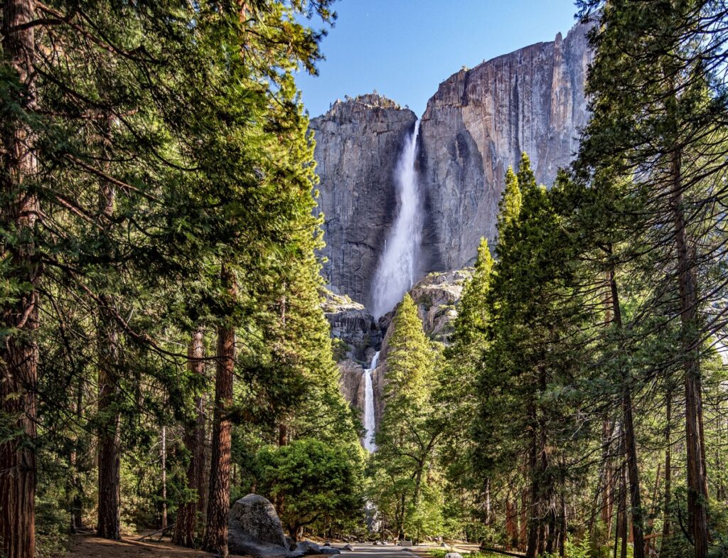 View of a waterfall from Yosemite National Park
